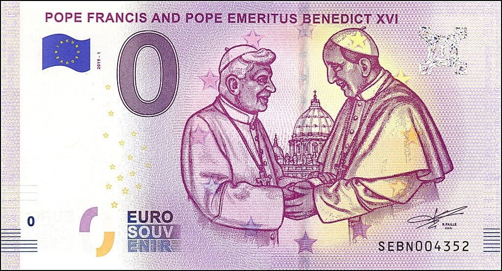 0 euro Papież Franciszek i Benedykt XVI 2019.1