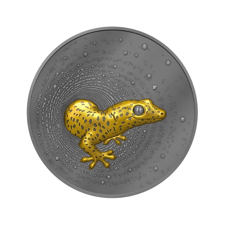 Kamerun 2000 FCFA Gecko 2023 2 Oz Ag.999 Dark Gilded UHR