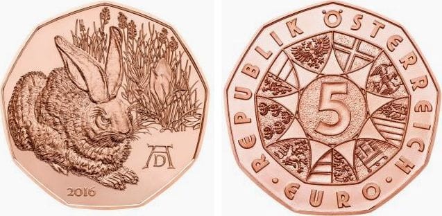 5 euro Austria Zając 2016