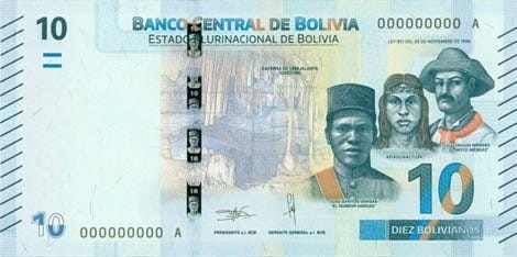 Boliwia 10 bolivanos Gigancik 2018 P-248a