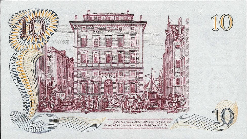 Szwecja 10 koron 300 lat riksbanku 1968 P-56