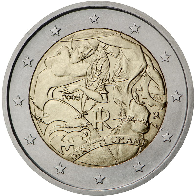2 euro Włochy Deklaracja Praw Człowieka 2008