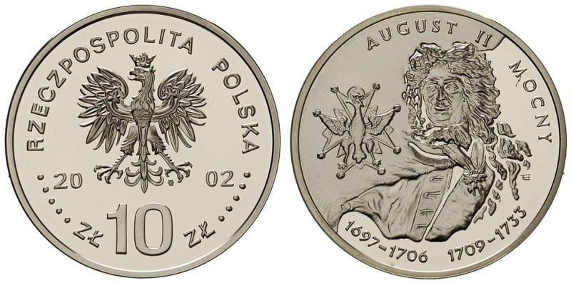 10 zł August II Mocny popiersie 2002