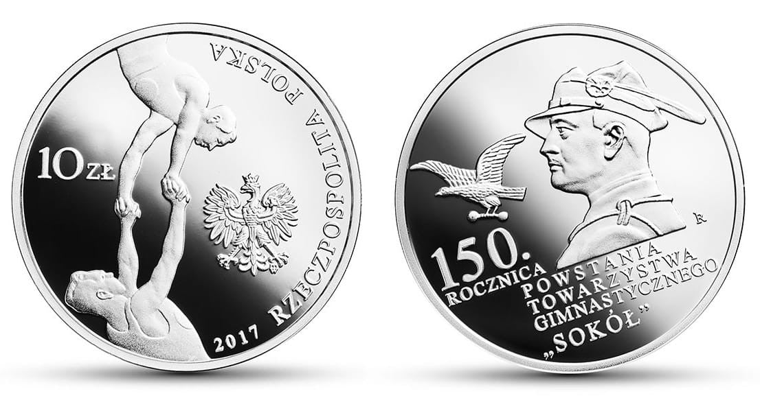 10 zł 150. rocznica powstania Towarzystwa Gimnastycznego „Sokół” 2017