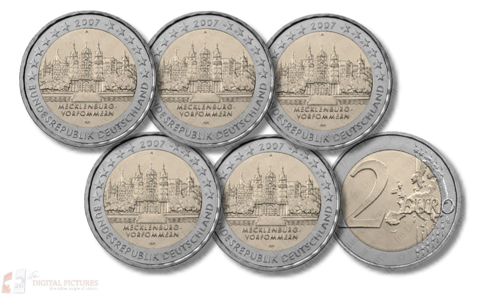 2 € Niemcy x5 Meklemburgia-Pomorze Przednie - Zamek w Schwerinie 2007 ADFJG