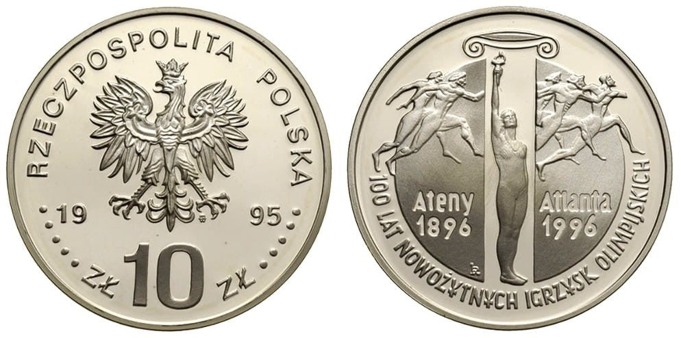 10 zł 100 lat Nowożytnych Igrzysk Olimpijskich 1995