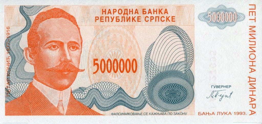 Bośnia i Hercegowina 5 000 000 dinarów 1993 P-156
