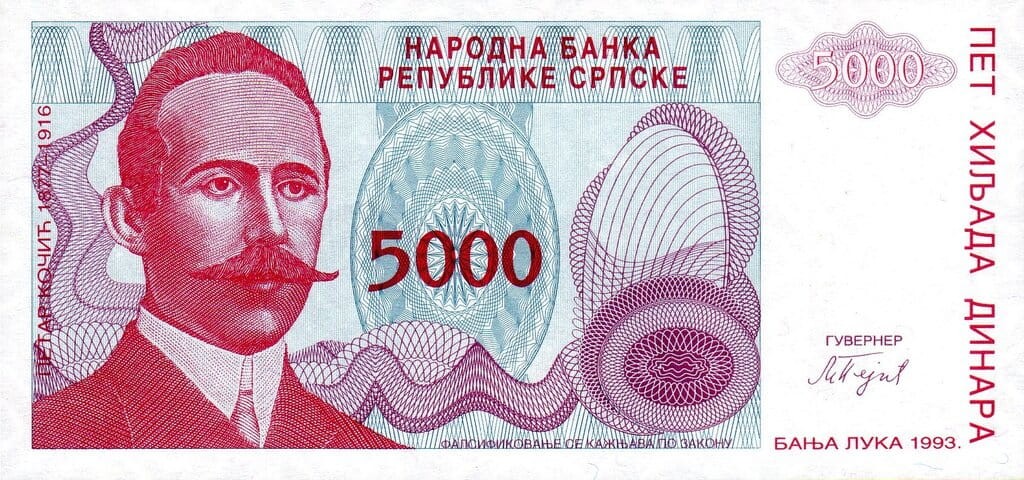 Bośnia i Hercegowina 5000 dinarów 1993 P-152