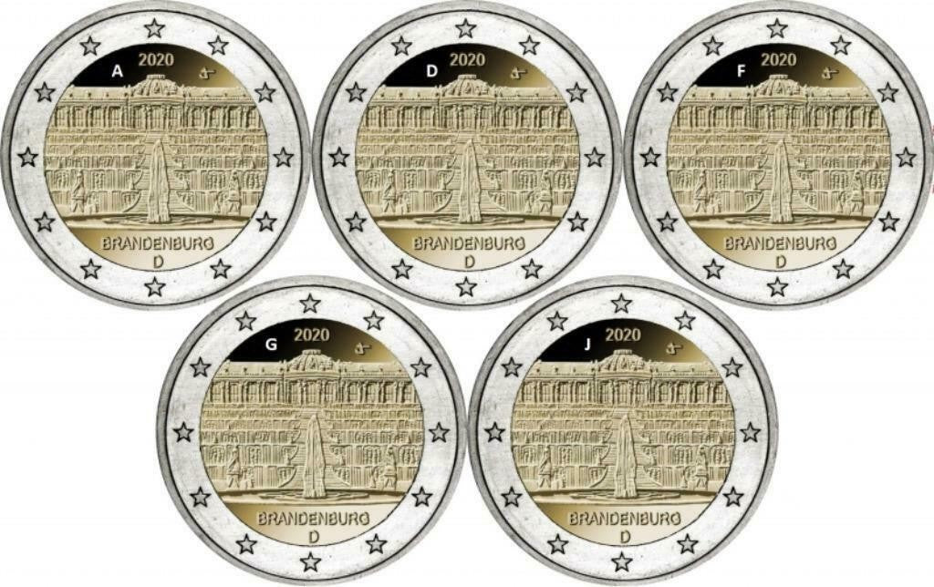 2 euro x5 ADFGJ Niemcy Brandenburgia 2020