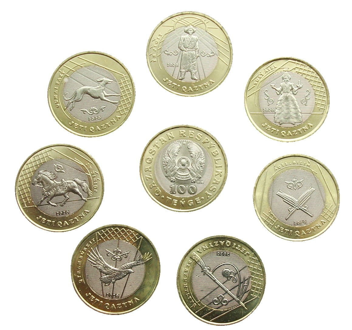 Kazachstan 100 tenge x 7 Skarby stepów 2020