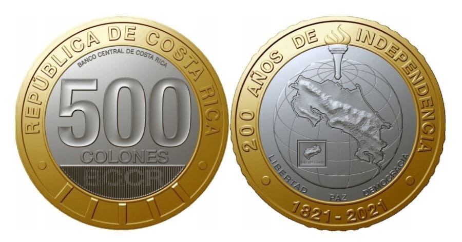 Kostaryka 500 colones 200-l niepodległości 2021