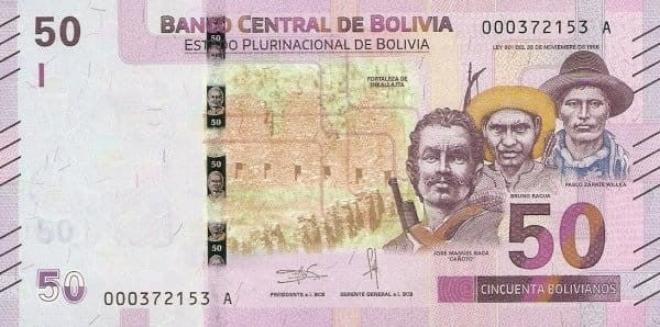 Boliwia 50 bolivanos Flaming 2018 P-250a