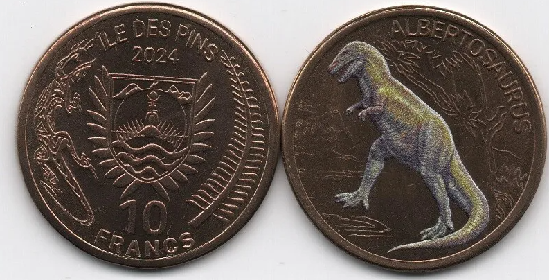 Francja Ile des Pins 10 franków Albertosaurus 2024