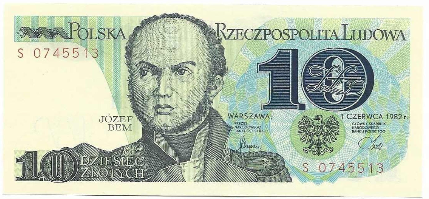 PRL 10 zł Józef Bem 1982 P-148a S