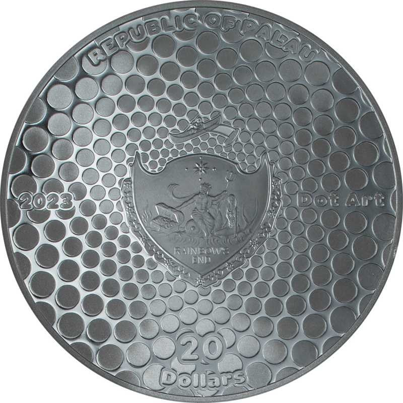 Palau 20$ Dot Art Flower With Butterfly 2023 3 Oz Ag.999