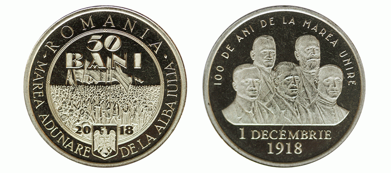 Rumunia 50 bani 100 lat Wielkiej Unii 2018