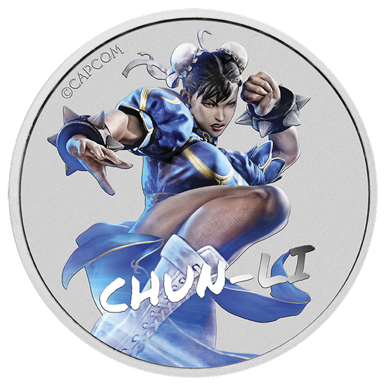 Tuvalu 1$ Street Fighter Chun Li 2022 1 OzAg.999k