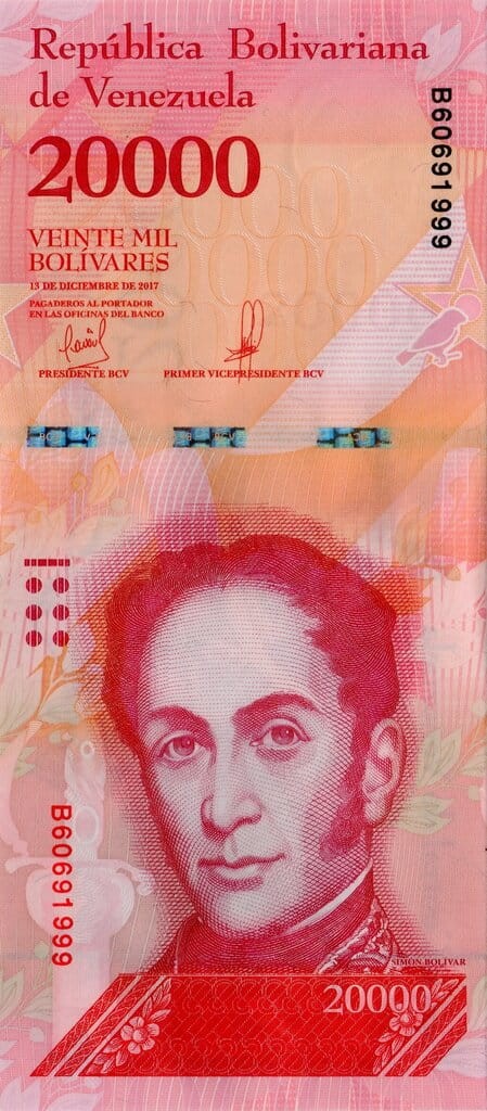 Wenezuela 20 000 Boliwarów Kardynałki 2017 P-99c