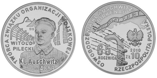 10 zł 65. rocznica oswobodzenia KL Auschwitz-Birkenau 2010
