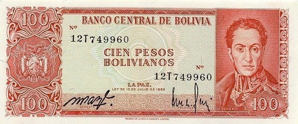 Boliwia 100 bolivanos Niepodległość 1983 P-164a