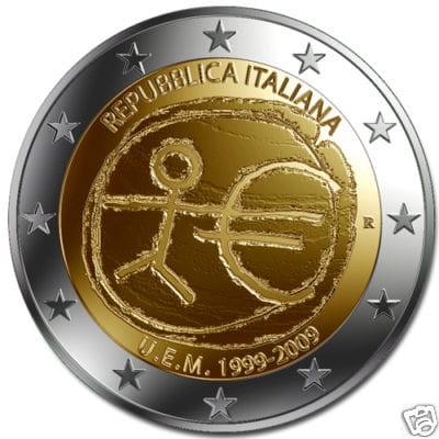 2 euro WŁOCHY 10 lat strefy euro 2009
