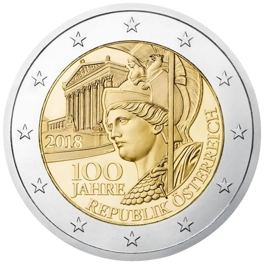 2 euro Austria 100 lat Republiki 2018