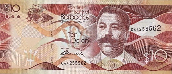 Barbados 10 $ Charles Duncan O'Neal 2013 P-75