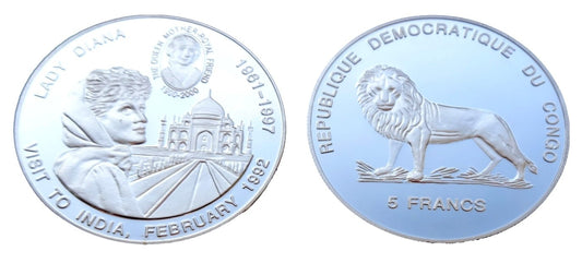 Kongo 5fr Lady Diana wizyta w Indiach 2000