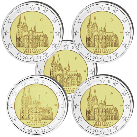 2 € Niemcy x5 Nadrenia Północna-Westfalia - Kolonia - katedra 2011 ADFGJ