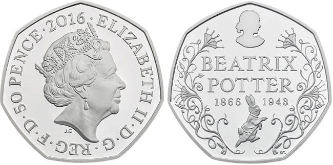 Wielka Brytania 50 pensów Beatrix Potter 2016