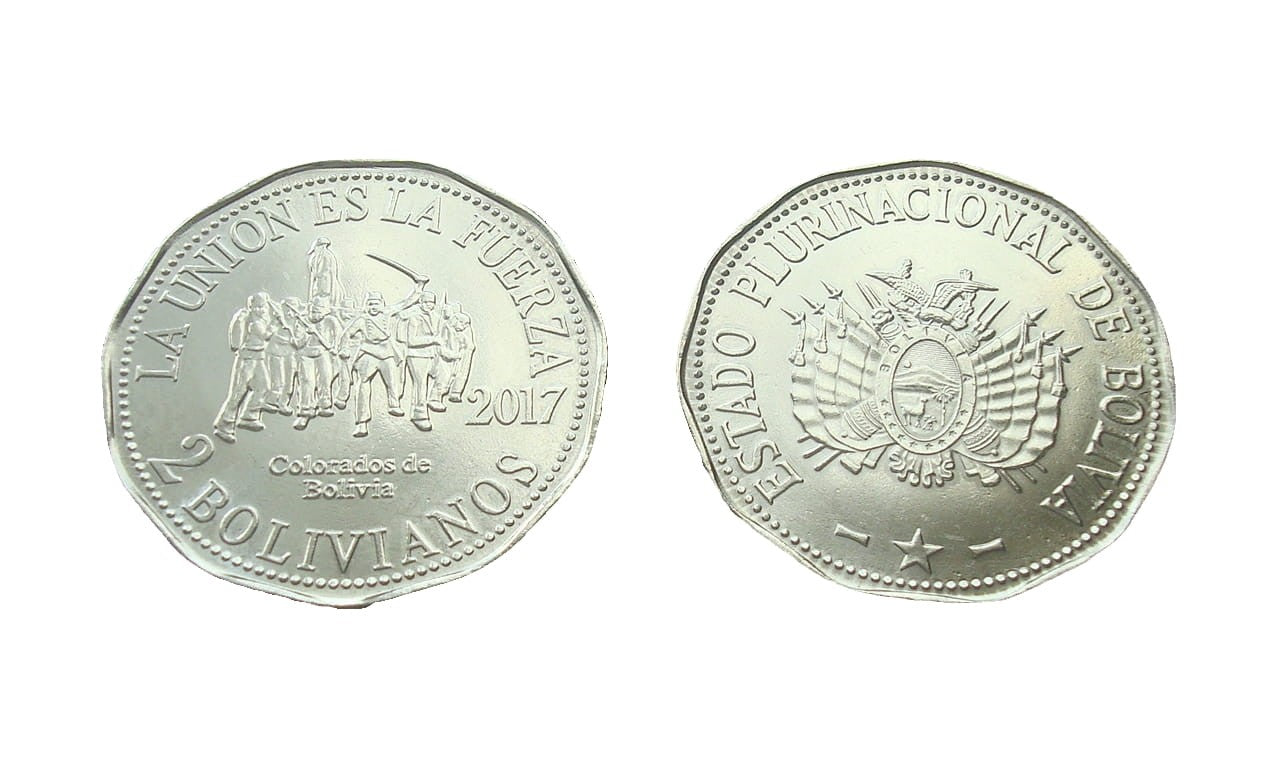 Boliwia 2 bolivanos Colorados 2017