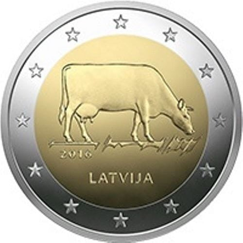 2  euro Łotwa Krowa - mleczarstwo 2016