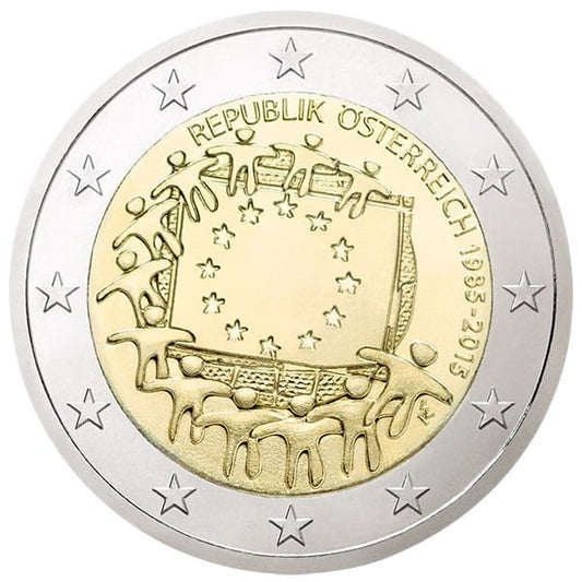 2 euro Austria 30 lat flagi UE 2015