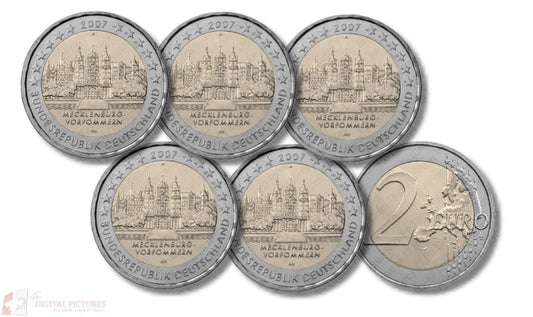 2 € Niemcy x5 Meklemburgia-Pomorze Przednie - Zamek w Schwerinie 2007 ADFJG
