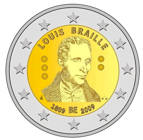2 euro Belgia Louise Braille 2009