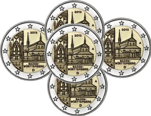 2 euro Niemcy x5 Badenia - Wirtembergia 2013 ADFGJ