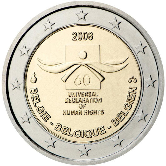 2 euro Belgia 60 l Deklaracji Praw Człowieka 2008