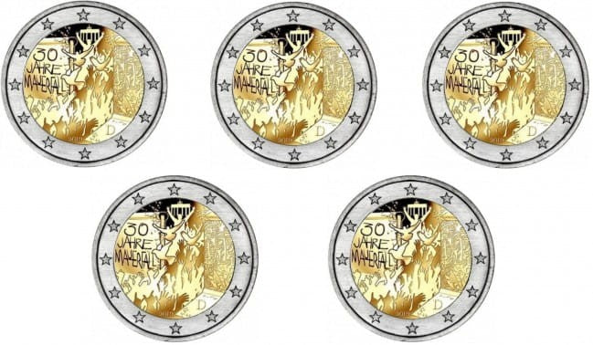 2 euro x 5 ADFGJ  Niemcy Mur Berliński 2019