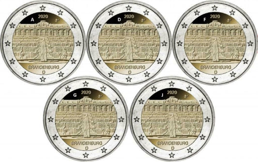 2 euro x5 ADFGJ Niemcy Brandenburgia 2020
