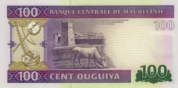 Mauretania 100 Ouguiya Krowa 2015 P-16b