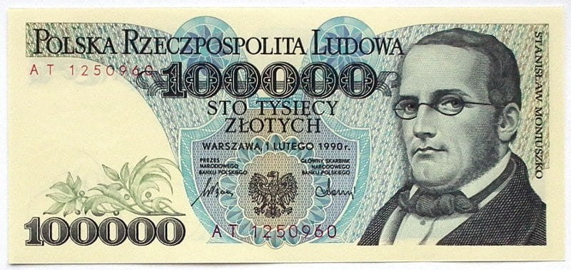 PRL 100000 zł Stanisław Moniuszko 1990 P-154a  AT