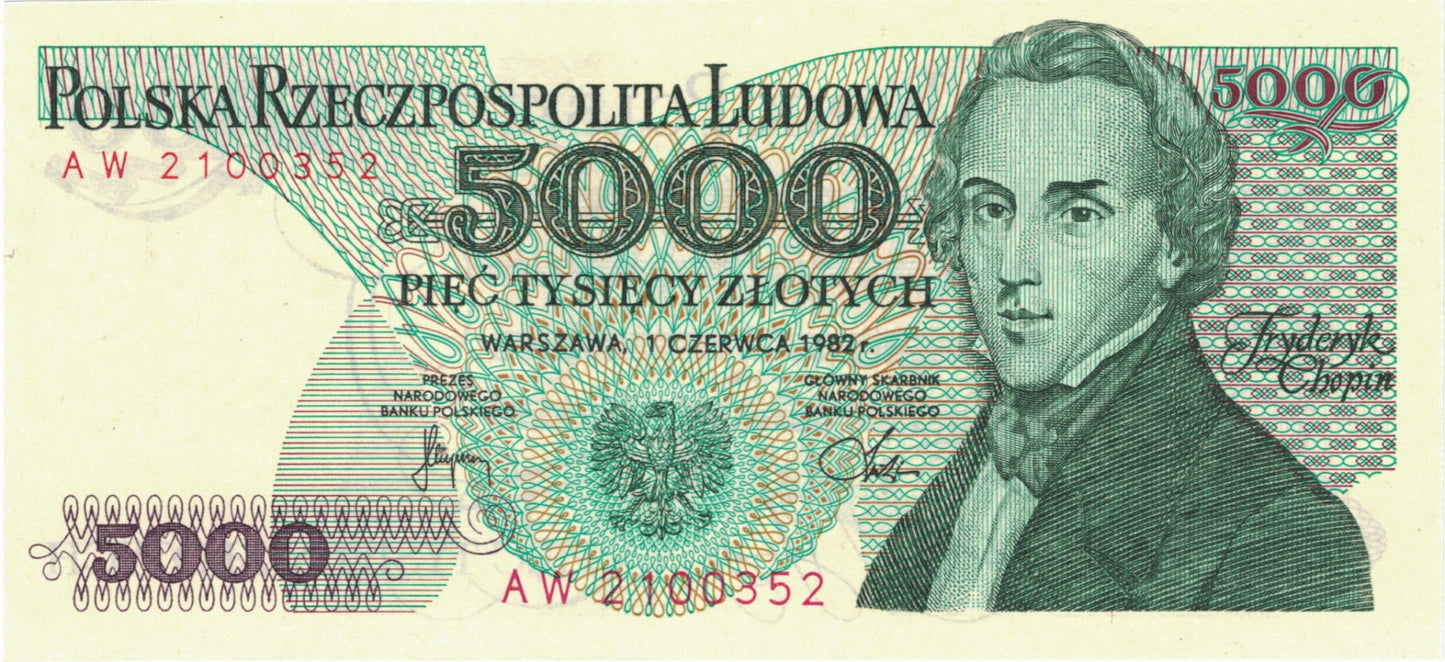 PRL 5000 zł Fryderyk Chopin 1982 P-150a AW