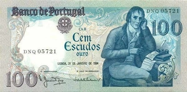 Portugalia 100 escudos Bocage 1984 P-178c.1