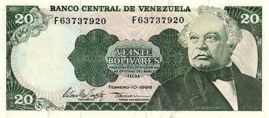 Wenezuela 20 Boliwarów J. Antonio Paez 1998 P-63f