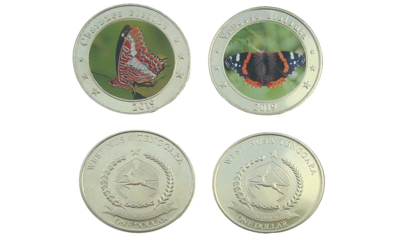 Wyspy Sundajskie Zachodnie 1$ x 2 Motyle 2019 V