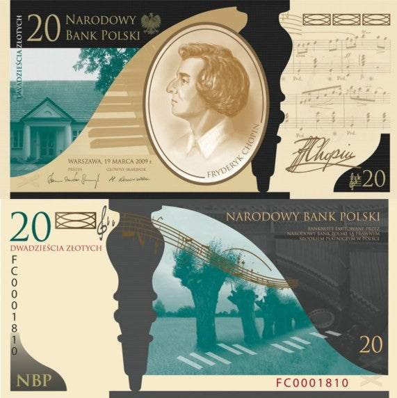 Banknot 20 zł Fryderyk Chopin 2010 65400